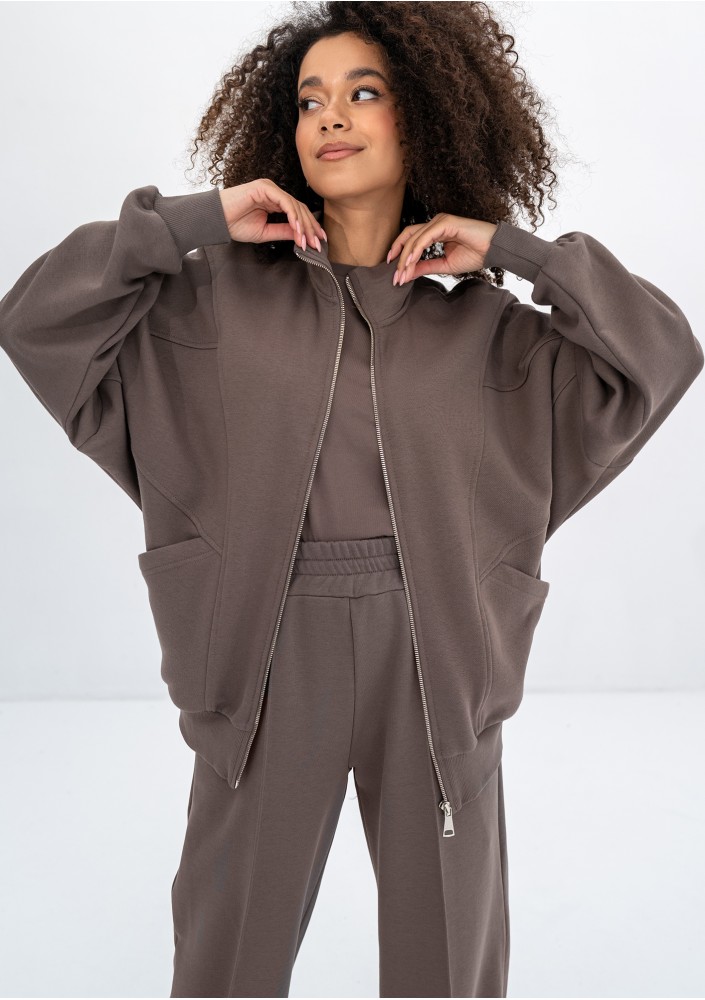 Based - Rozpinana bluza oversize ze stójką Savannah Tan