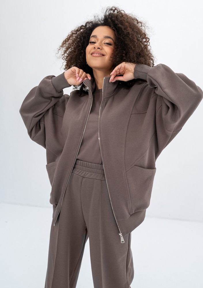 Based - Rozpinana bluza oversize ze stójką Savannah Tan