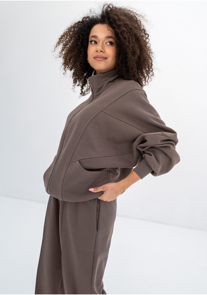 Based - Rozpinana bluza oversize ze stójką Savannah Tan