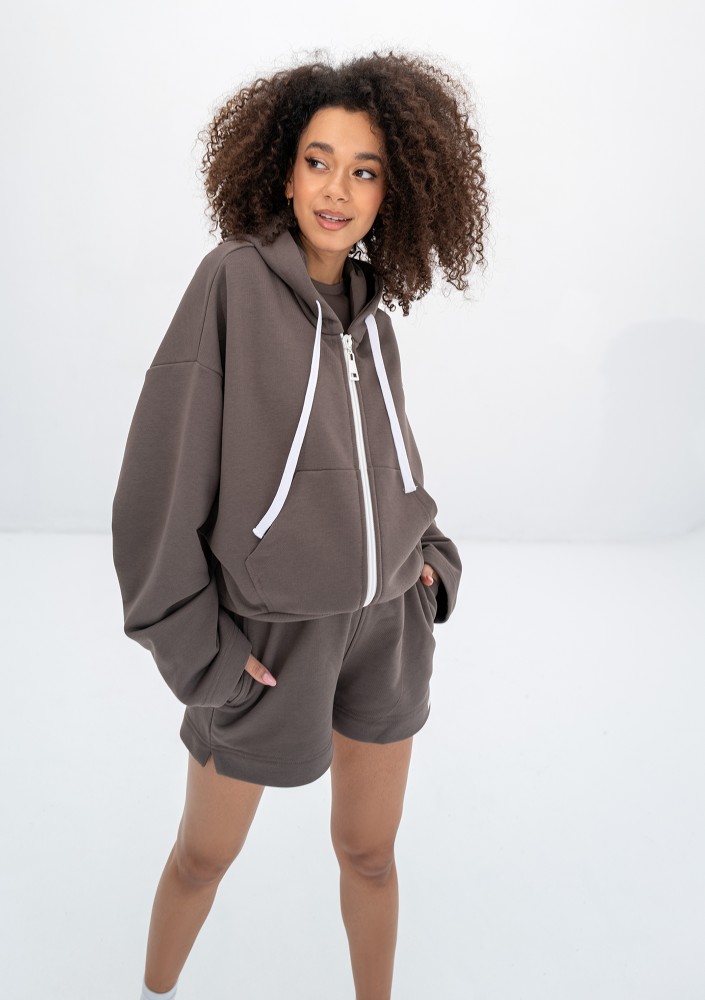 Bane - Savannah tan oversize zipped hoodie