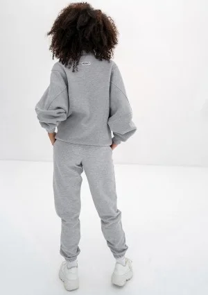 Based - Grey melange oversize zipped sweatshirt