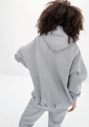 Amala - Grey melange oversize zipped hoodie