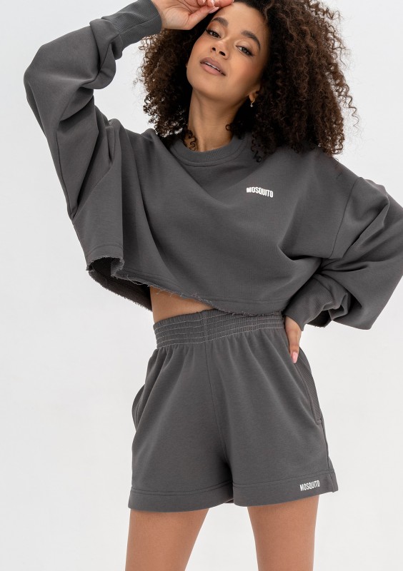 Shore Crop - Dark stone grey crop oversize sweatshirt