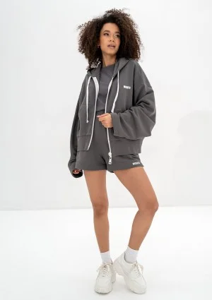 Bane - Rozpinana bluza oversize z kapturem Dark Stone