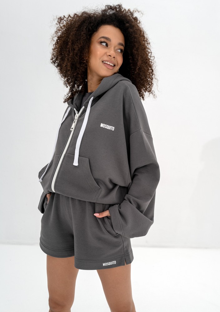 Bane - Rozpinana bluza oversize z kapturem Dark Stone