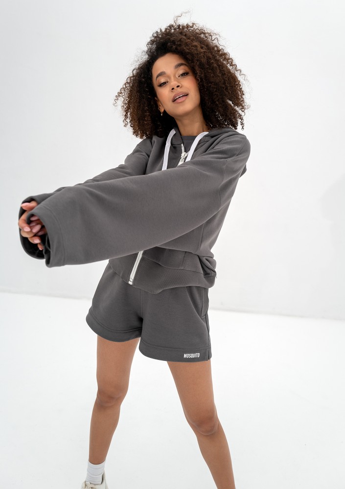 Bane - Dark stone grey oversize zipped hoodie