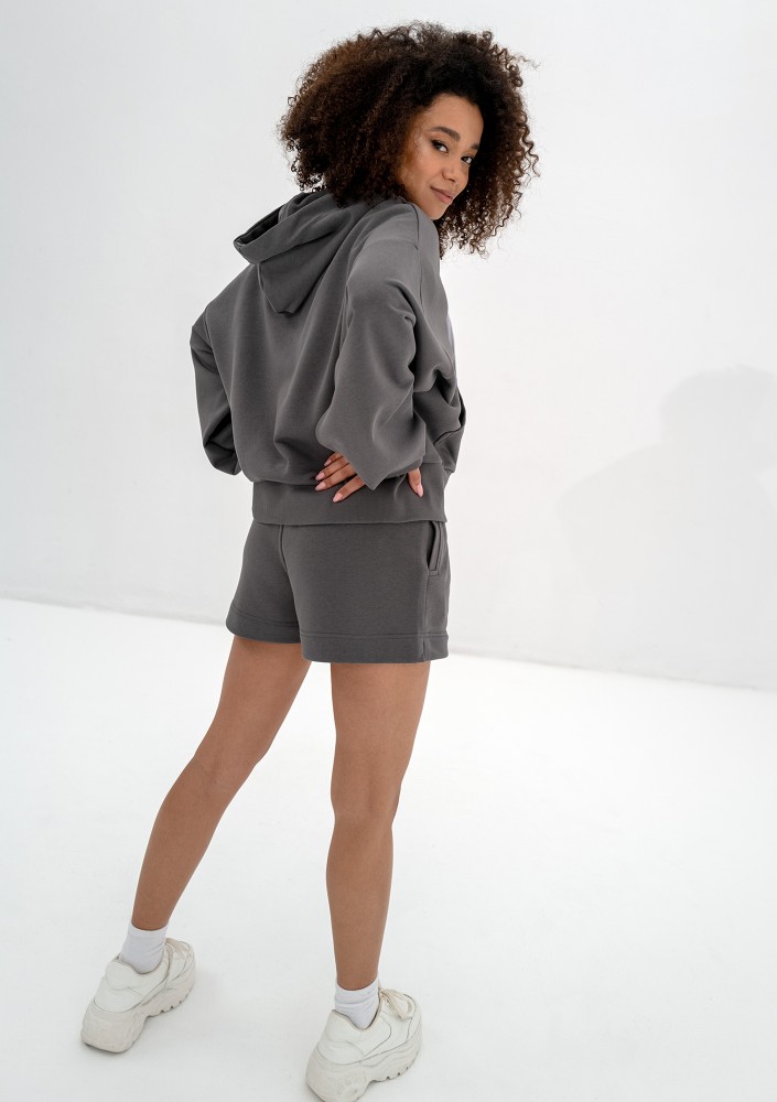 Bane - Dark stone grey oversize zipped hoodie