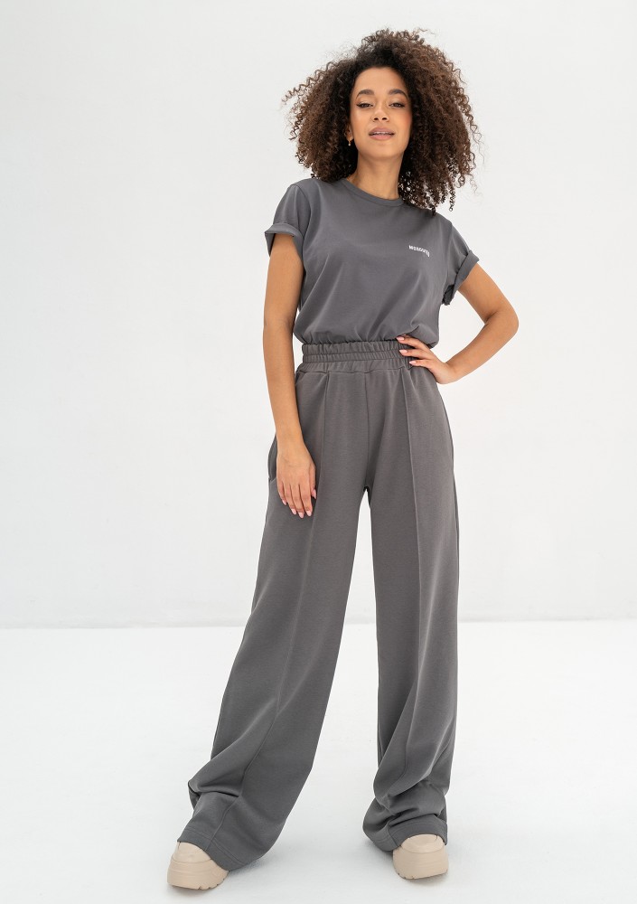 Costa - Dark stone grey wide sweatpants