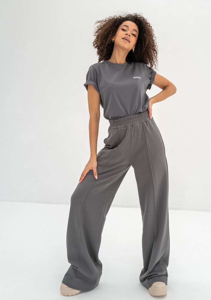 Costa - Dark stone grey wide sweatpants