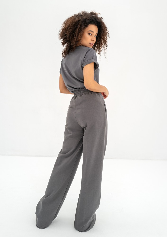 Costa - Dark stone grey wide sweatpants