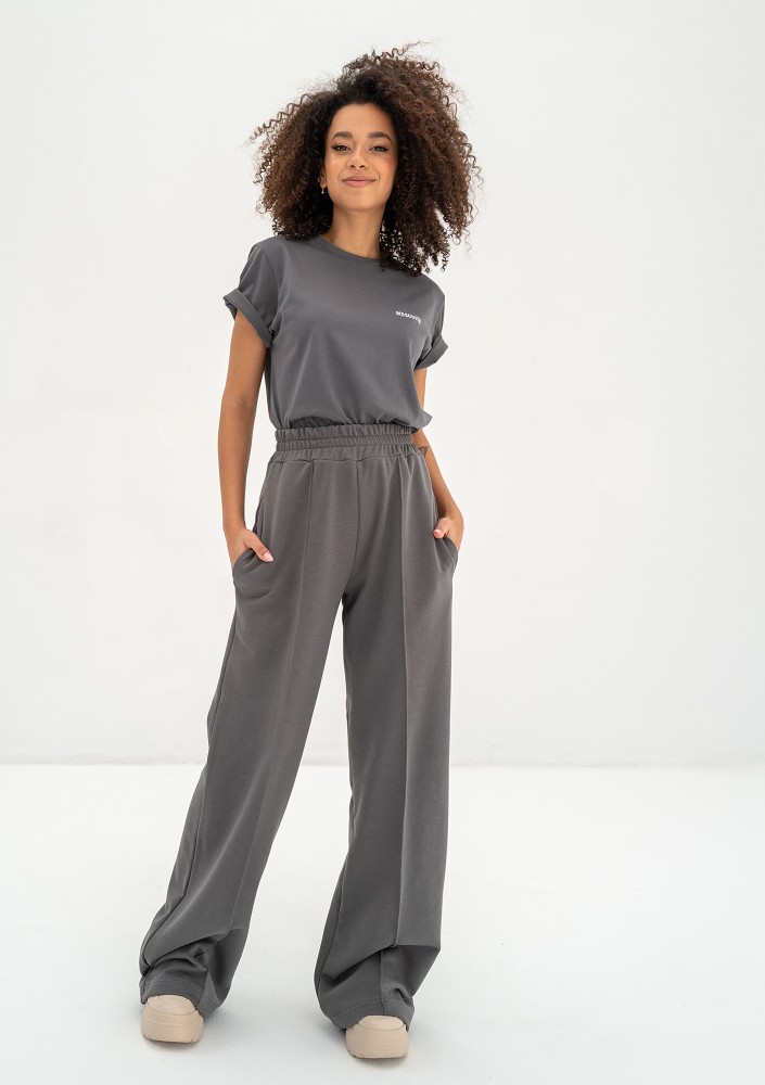 Costa - Dark stone grey wide sweatpants