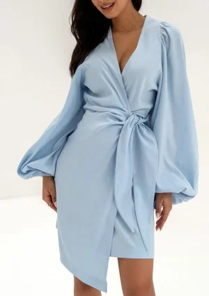 Tilly - Light blue wrap dress