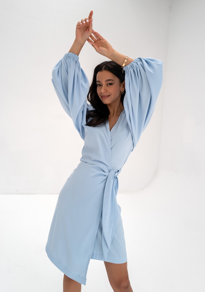 Tilly - Light blue wrap dress