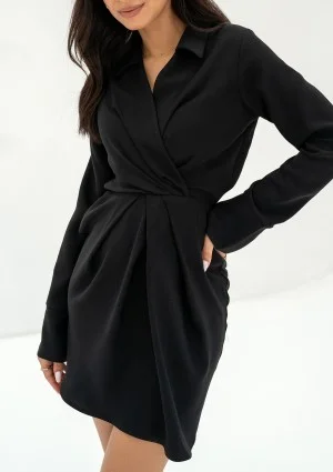 Nita - Black collared mini dress