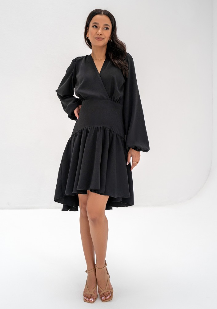 Tilli - Black frilled mini dress