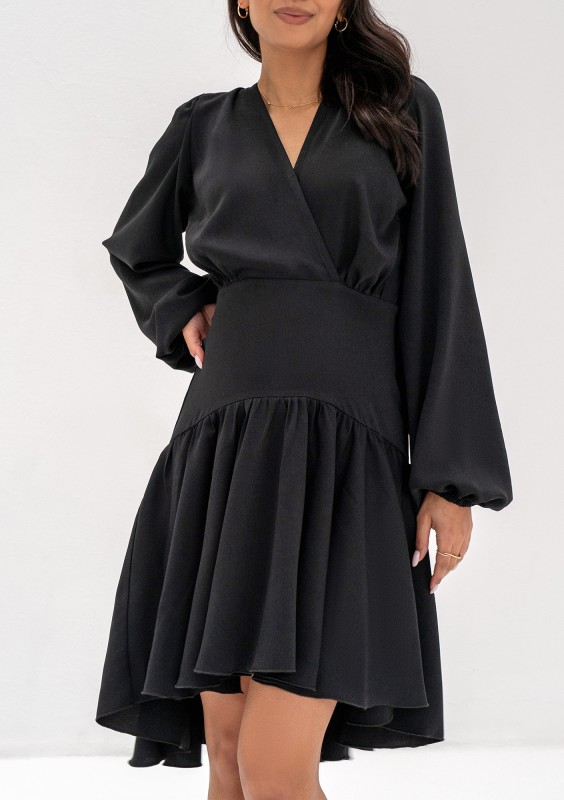 Tilli - Black frilled mini dress