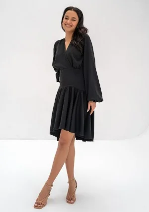 Tilli - Black frilled mini dress