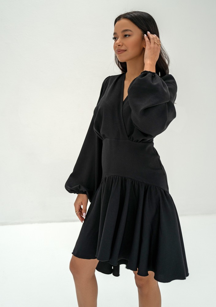 Tilli - Black frilled mini dress