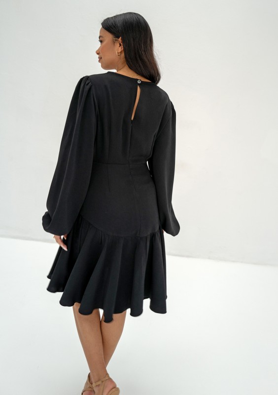 Tilli - Black frilled mini dress