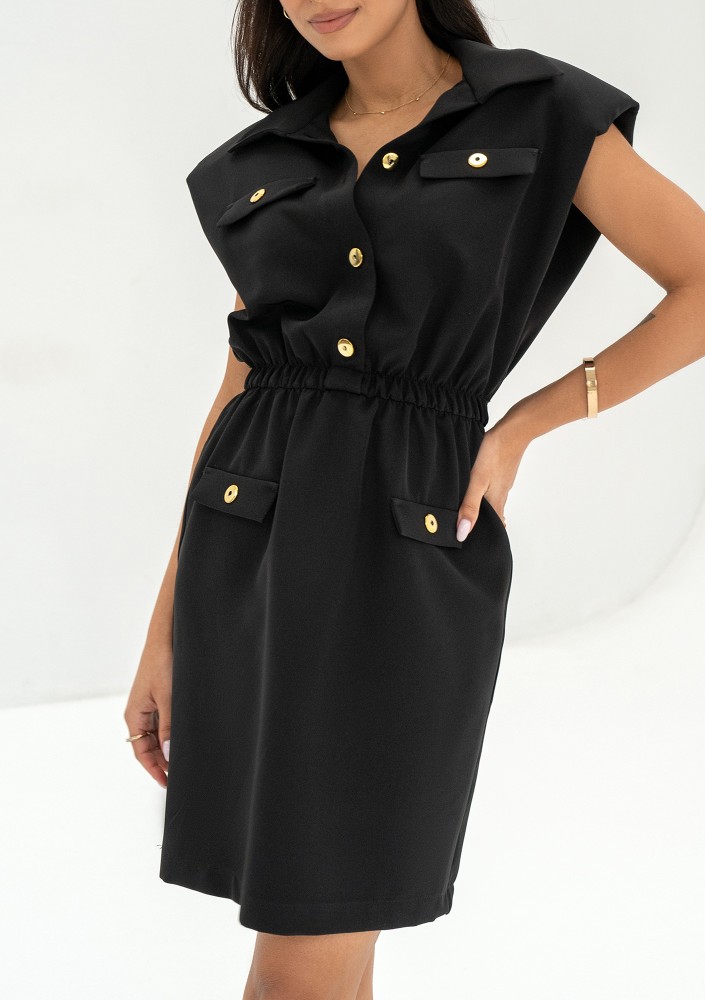 Gabbie - Black safari mini dress