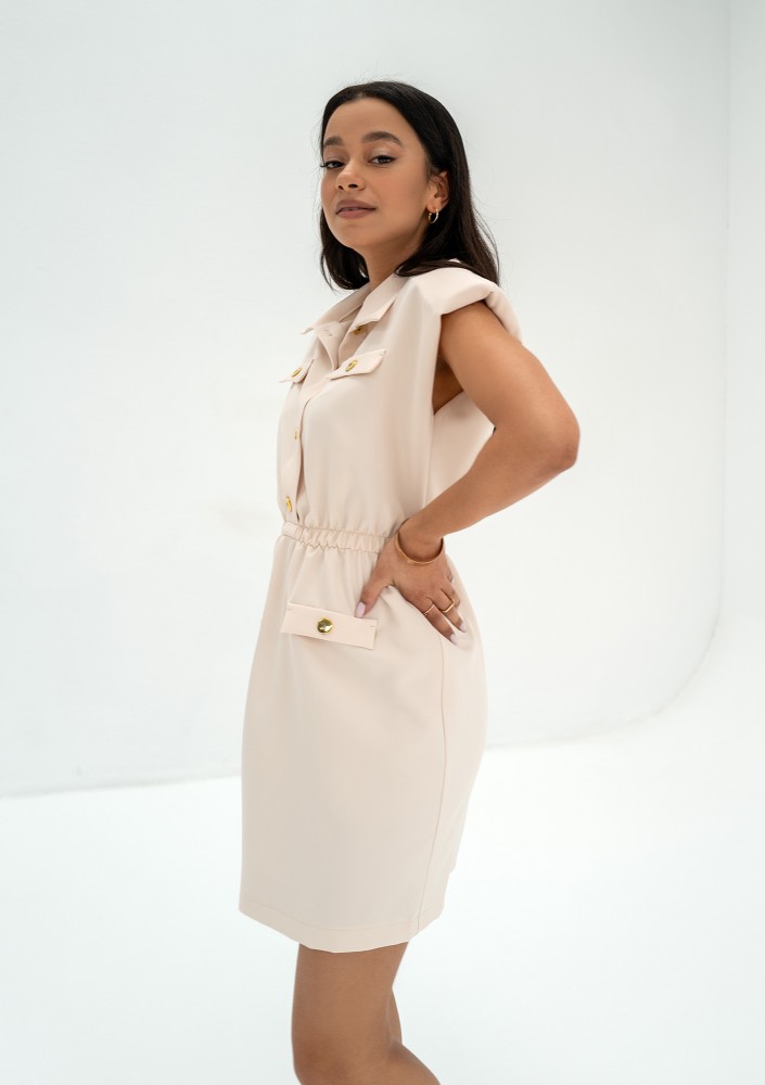 Gabbie - Creamy safari mini dress