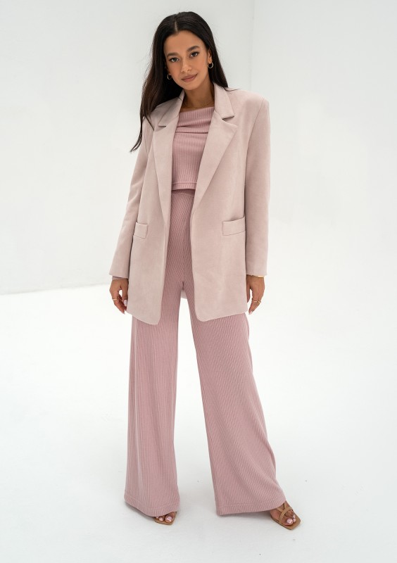 Zura - Powder pink oversized faux suede blazer