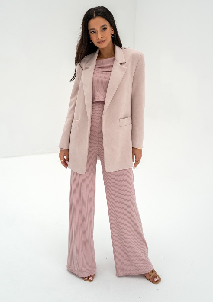 Zura - Powder pink oversized faux suede blazer