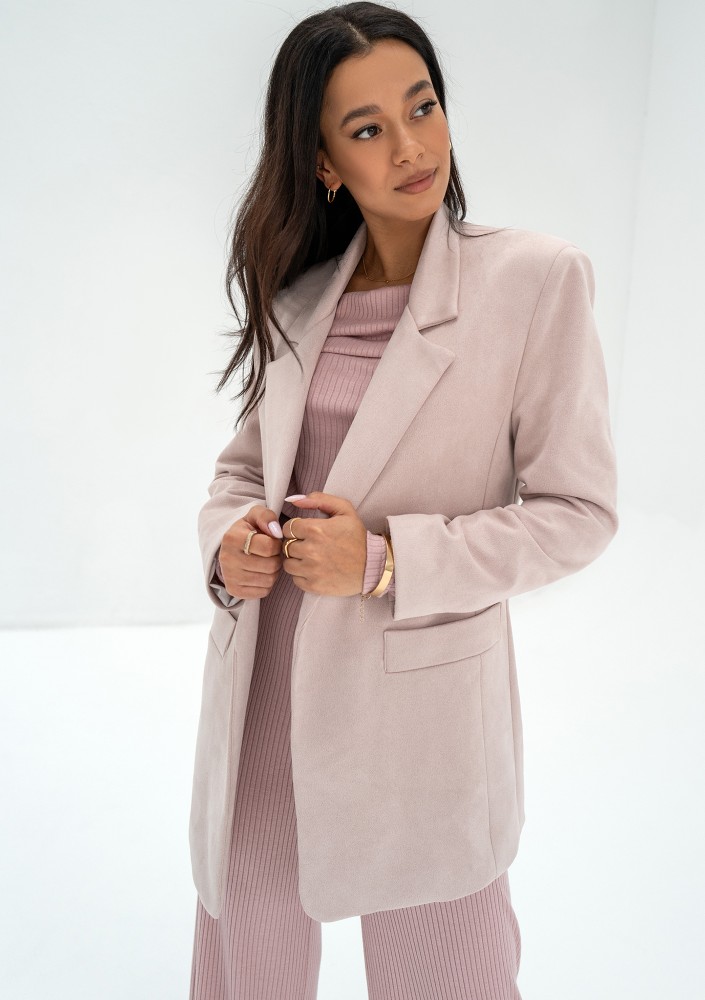 Zura - Powder pink oversized faux suede blazer