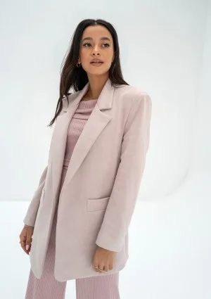 Zura - Powder pink oversized faux suede blazer