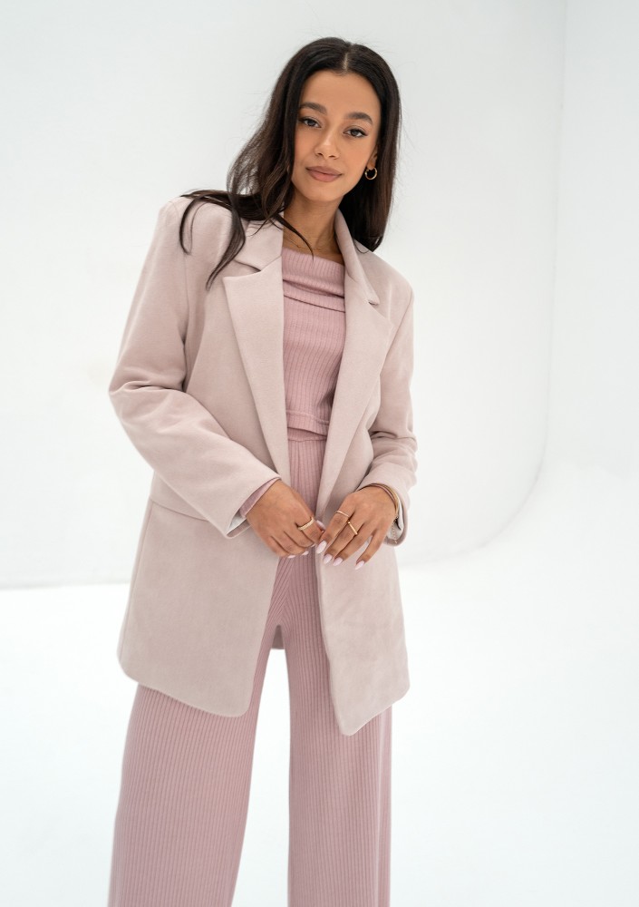 Zura - Powder pink oversized faux suede blazer