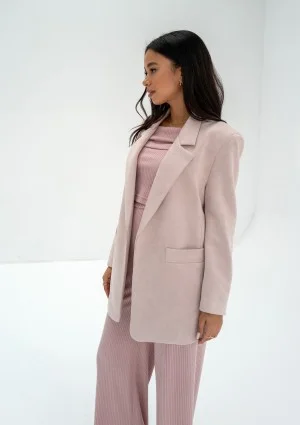 Zura - Powder pink oversized faux suede blazer