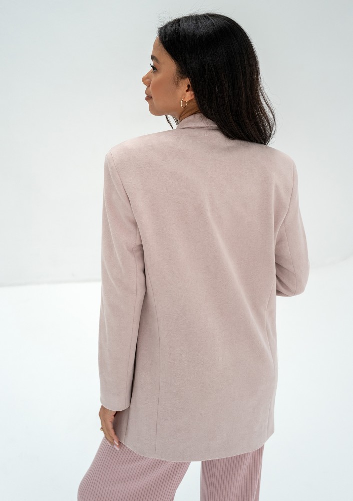 Zura - Powder pink oversized faux suede blazer