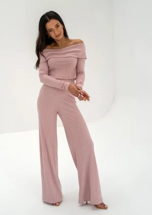 Silky - Powder pink knitted trousers