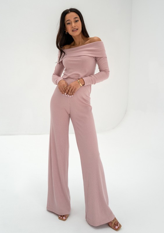 Silky - Powder pink knitted trousers