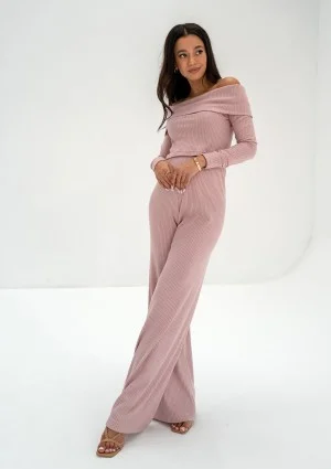 Silky - Powder pink knitted trousers