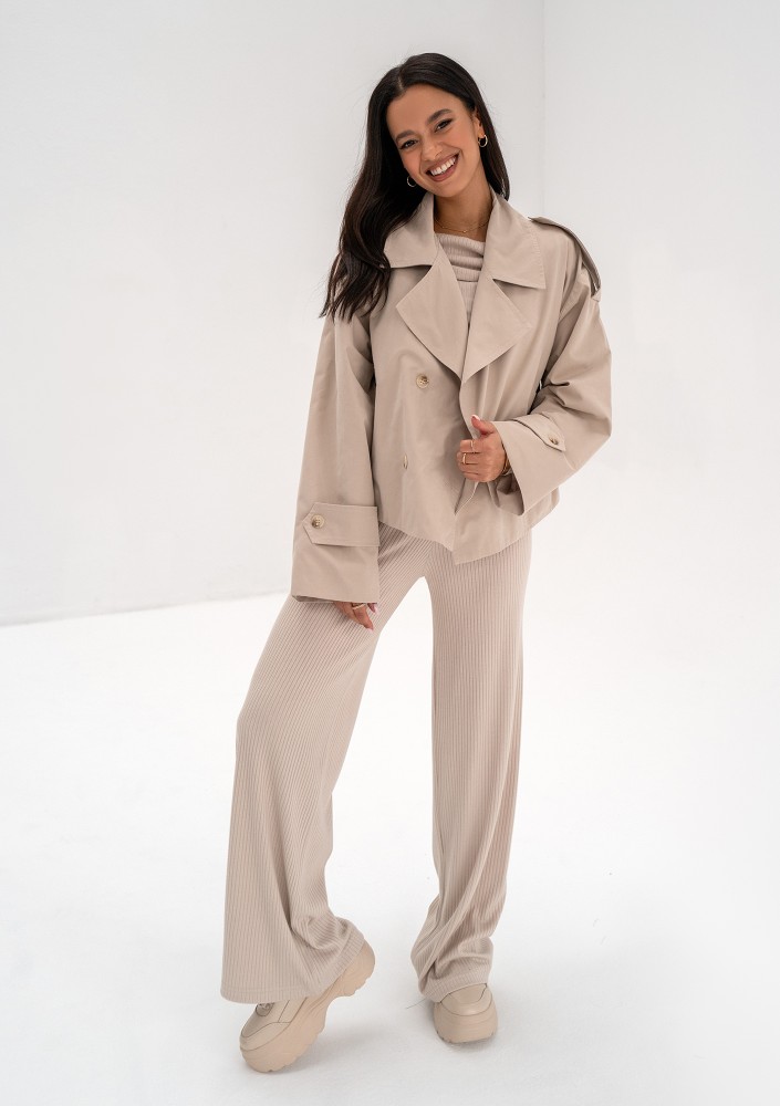 Haley - Short beige pea coat