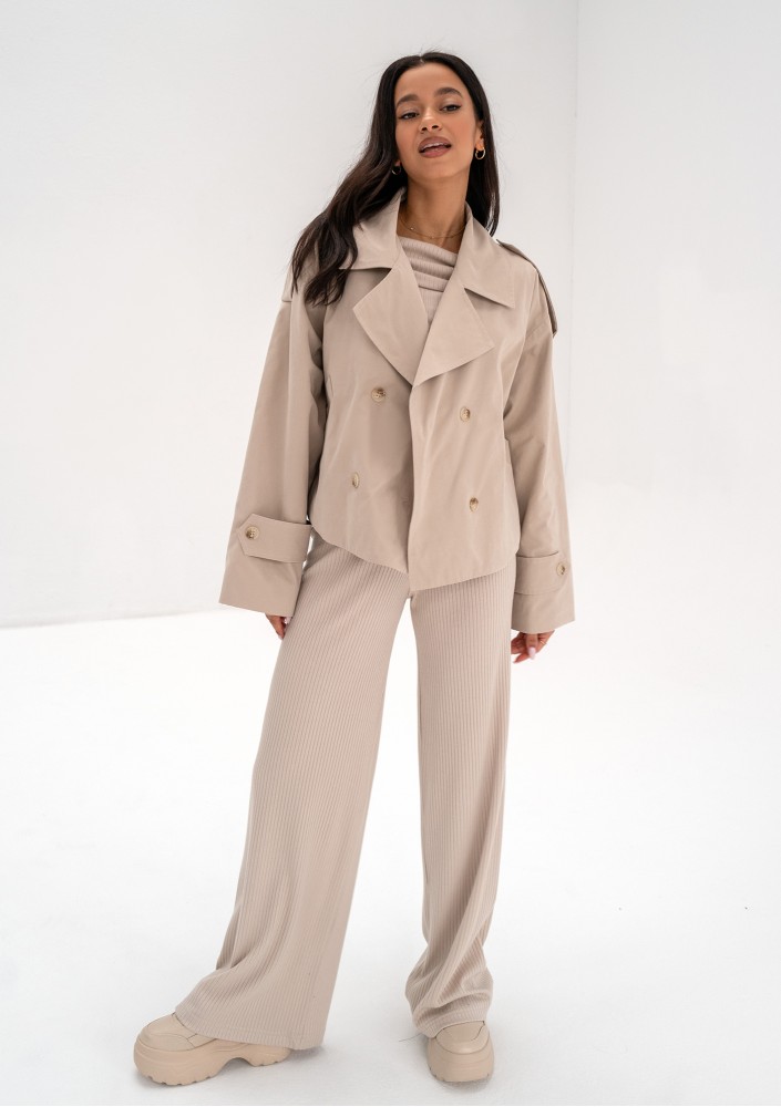 Haley - Short beige pea coat