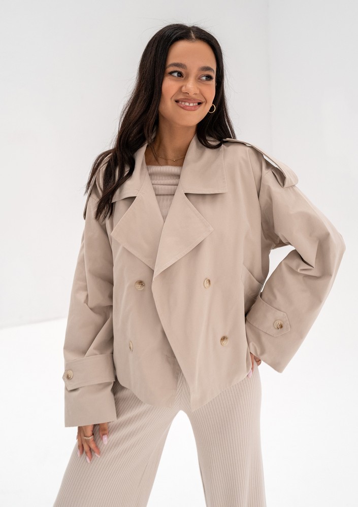 Haley - Short beige pea coat