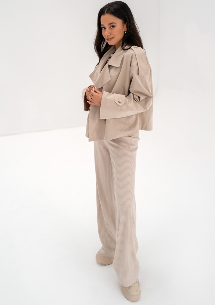 Haley - Short beige pea coat