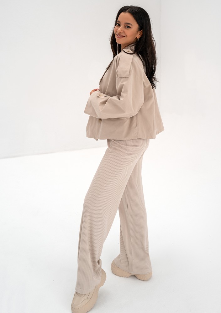 Haley - Short beige pea coat