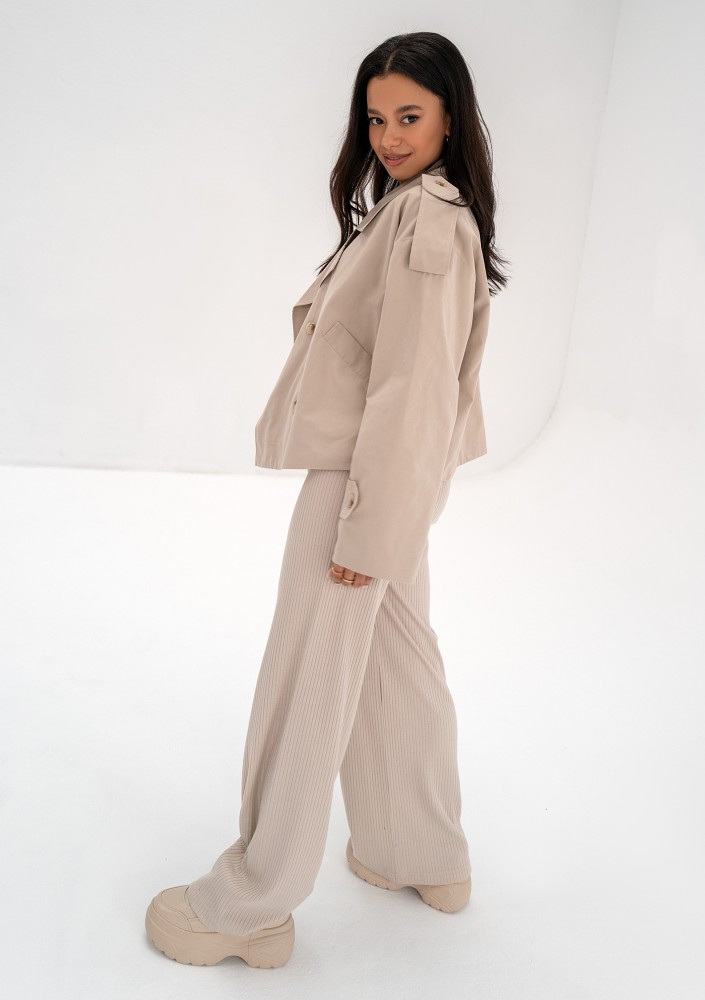 Haley - Short beige pea coat