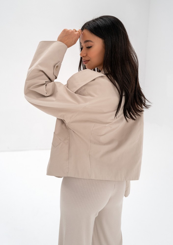 Haley - Short beige pea coat