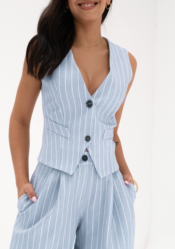 Mocca - Light blue striped vest