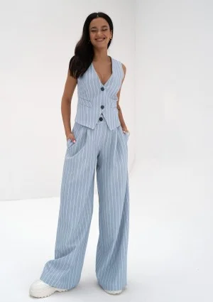 Mocca - Light blue striped wide trousers