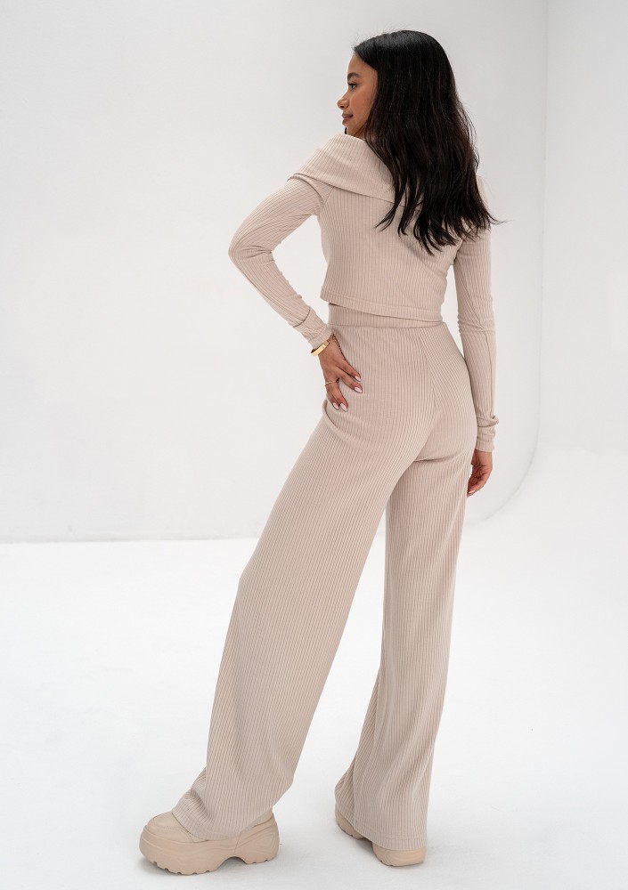 Silky - Beige knitted trousers