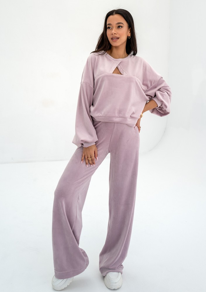 Delsy Velvet - Lilac pink velvet sweatpants