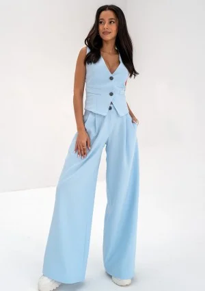 Mocca - Light blue wide trousers