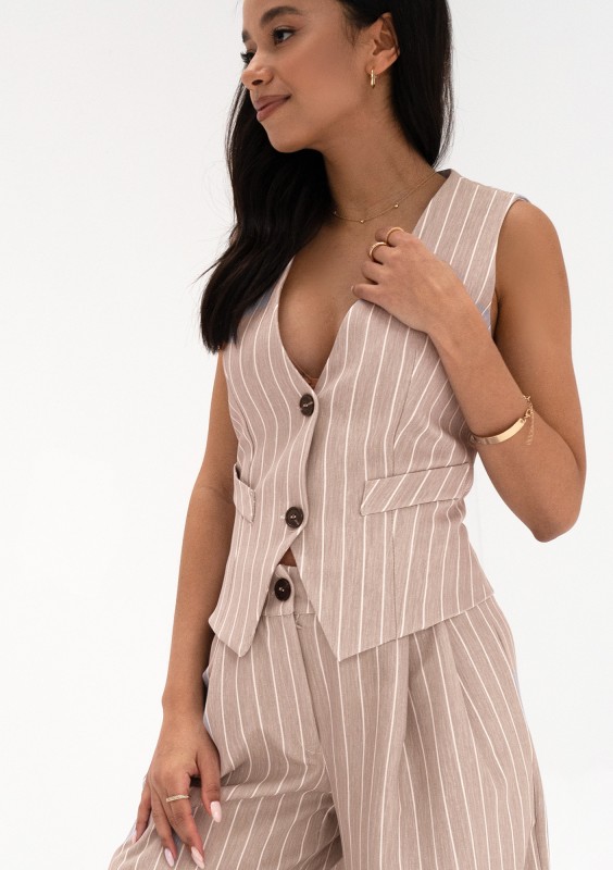 Mocca - Beige striped vest