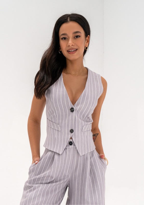 Mocca - Grey striped vest