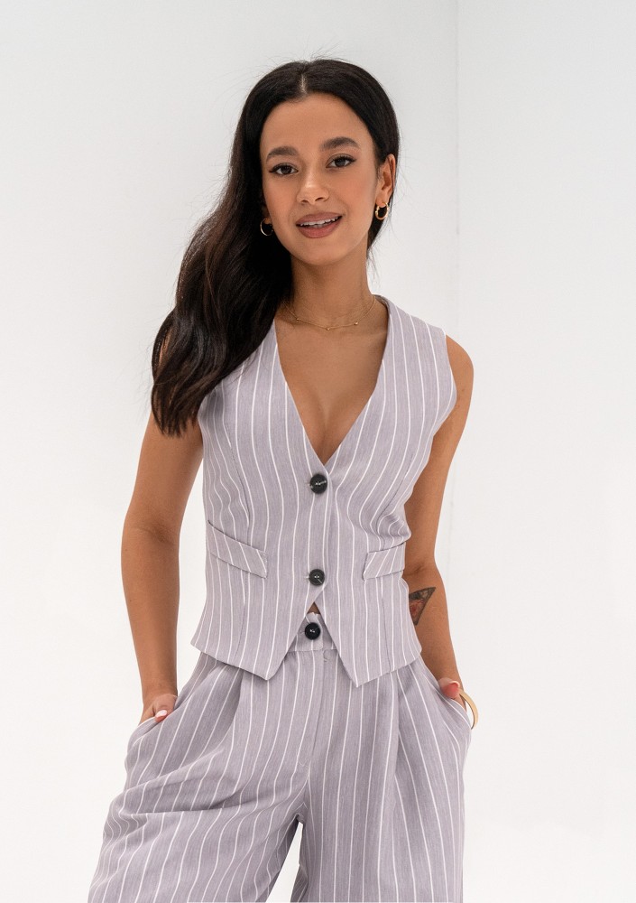 Mocca - Grey striped vest